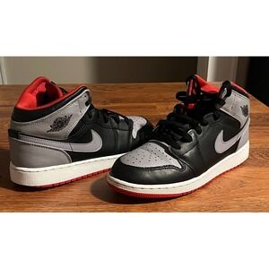 Nike Air Jordan 1 Mid GS Bred Shadow Red Black Grey Mens 7Y Womens 8.5